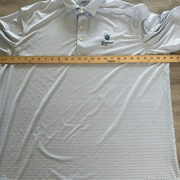 Johnnie O Polo Shirt Men's Xl Blue/White Golf Print Longview Logo - Picture 5 of 8
